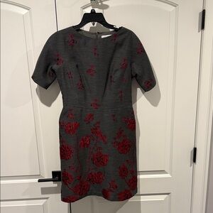 Rickie Freeman for Teri Jon Charcoal and Crimson Mini Dress